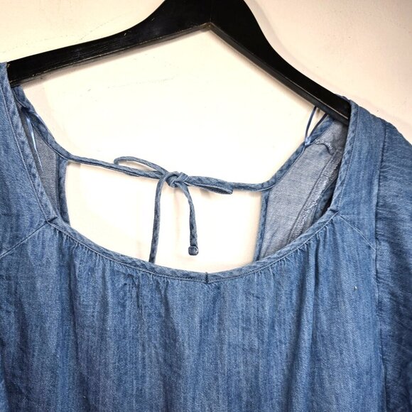 Old Navy Chambray Short Sleeve Flowy Blouse Flutter Sleeves Top - Picture 4 of 8
